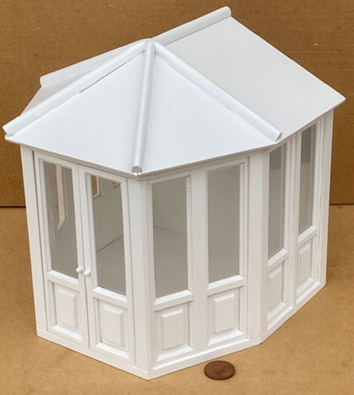Dolls House Assembled White Painted Conservatory Tumdee Miniature 1:12 Scale 507
