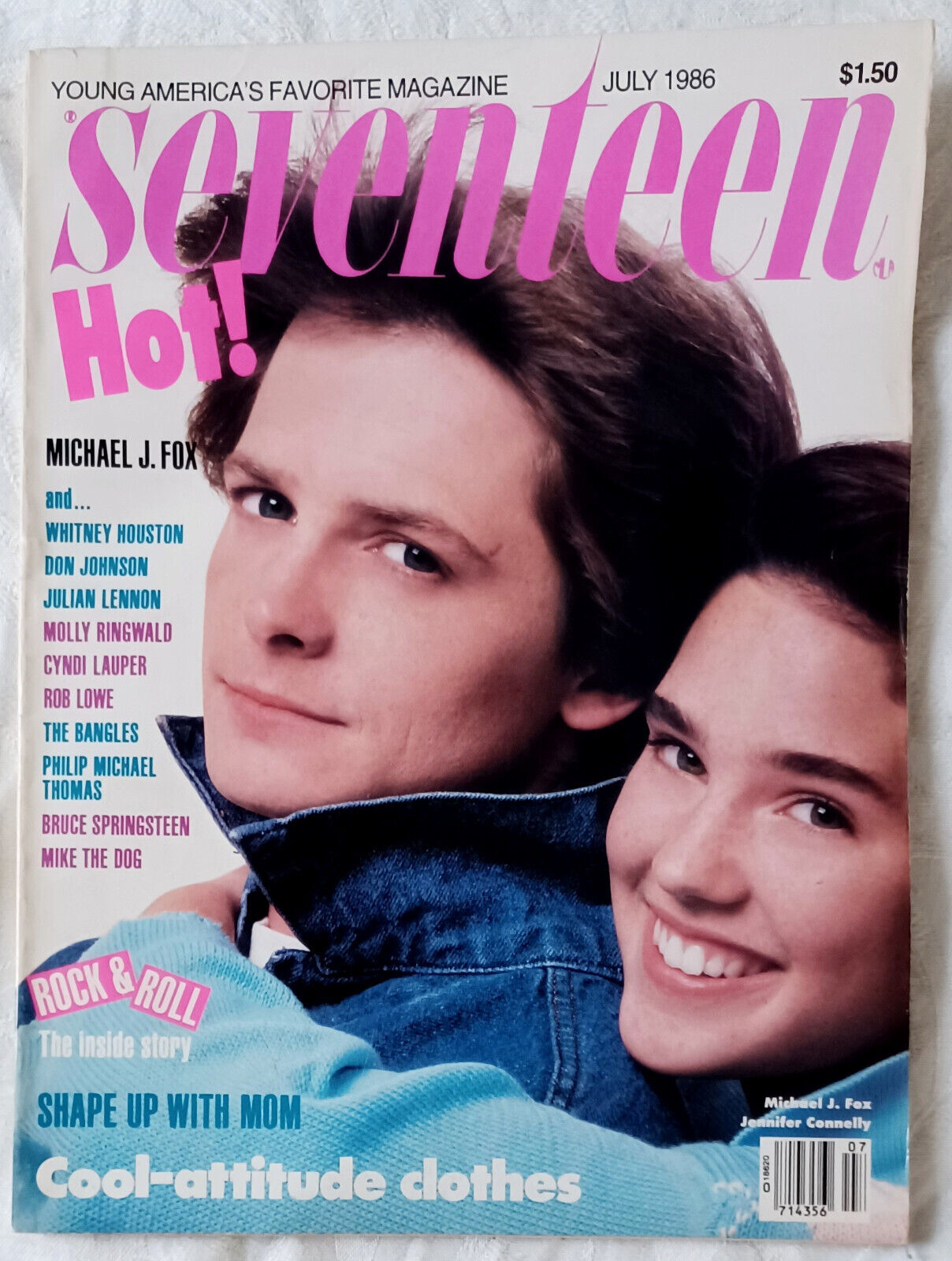 JULY 1986 SEVENTEEN MAGAZINE MICHAEL J FOX - JENNIFER CONNELLY Mint No Label Q3