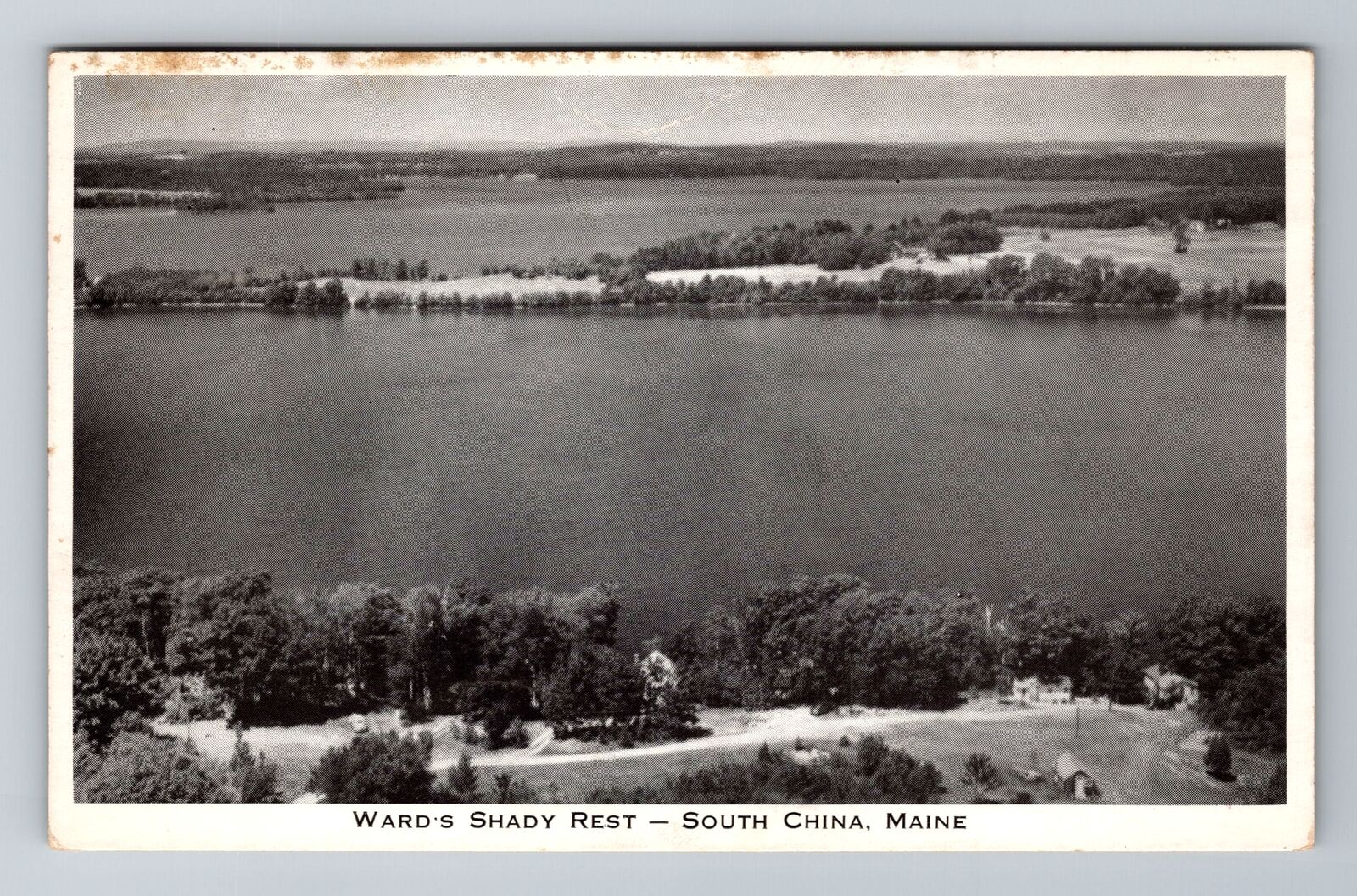 South China ME-Maine, Ward's Shady Rest, Aerial, Antique Vintage c1953 Postcard