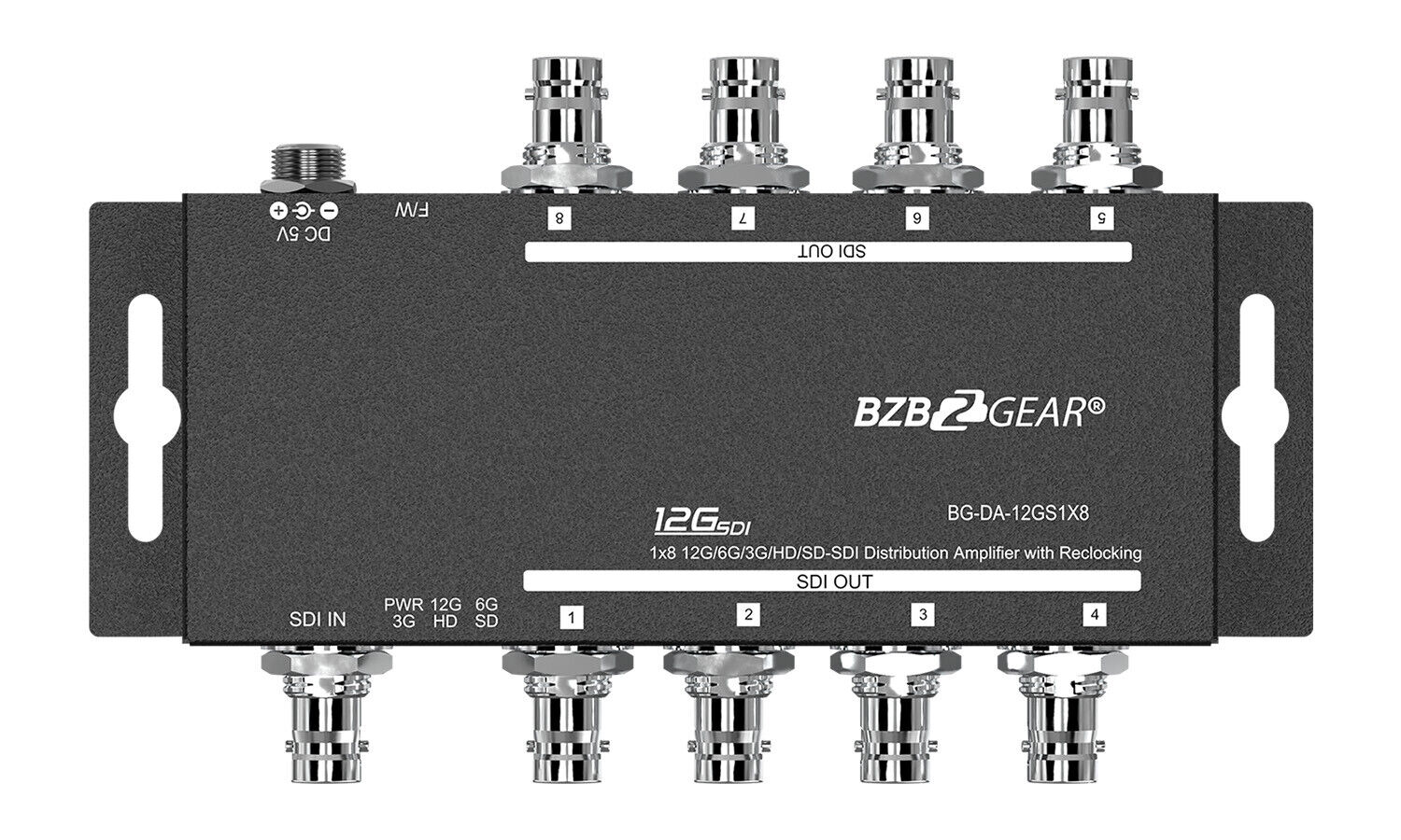 BZBGEAR 4K UHD 12G-SDI 1x8 Splitter/Distribution Amplifier
