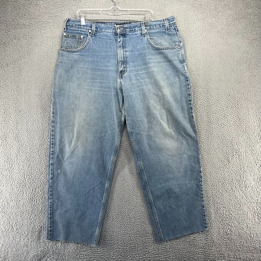 Vintage Levi\'s Jeans Men\'s 38x29 Blue Baggy Silver Tab Cut Altered Repaired 90s