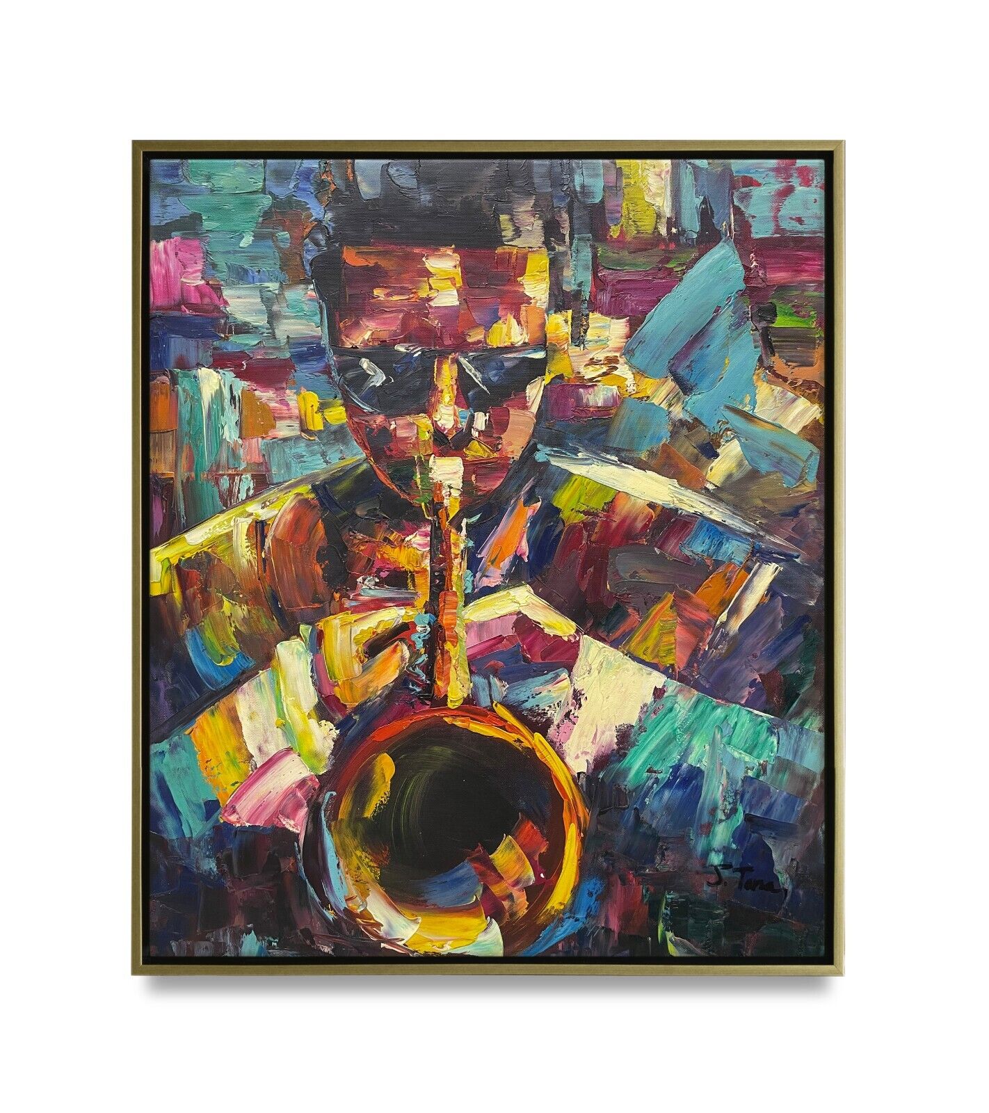 Hungryartist -Original Painting of Abstract Musician on Canvas 20x24 Framed