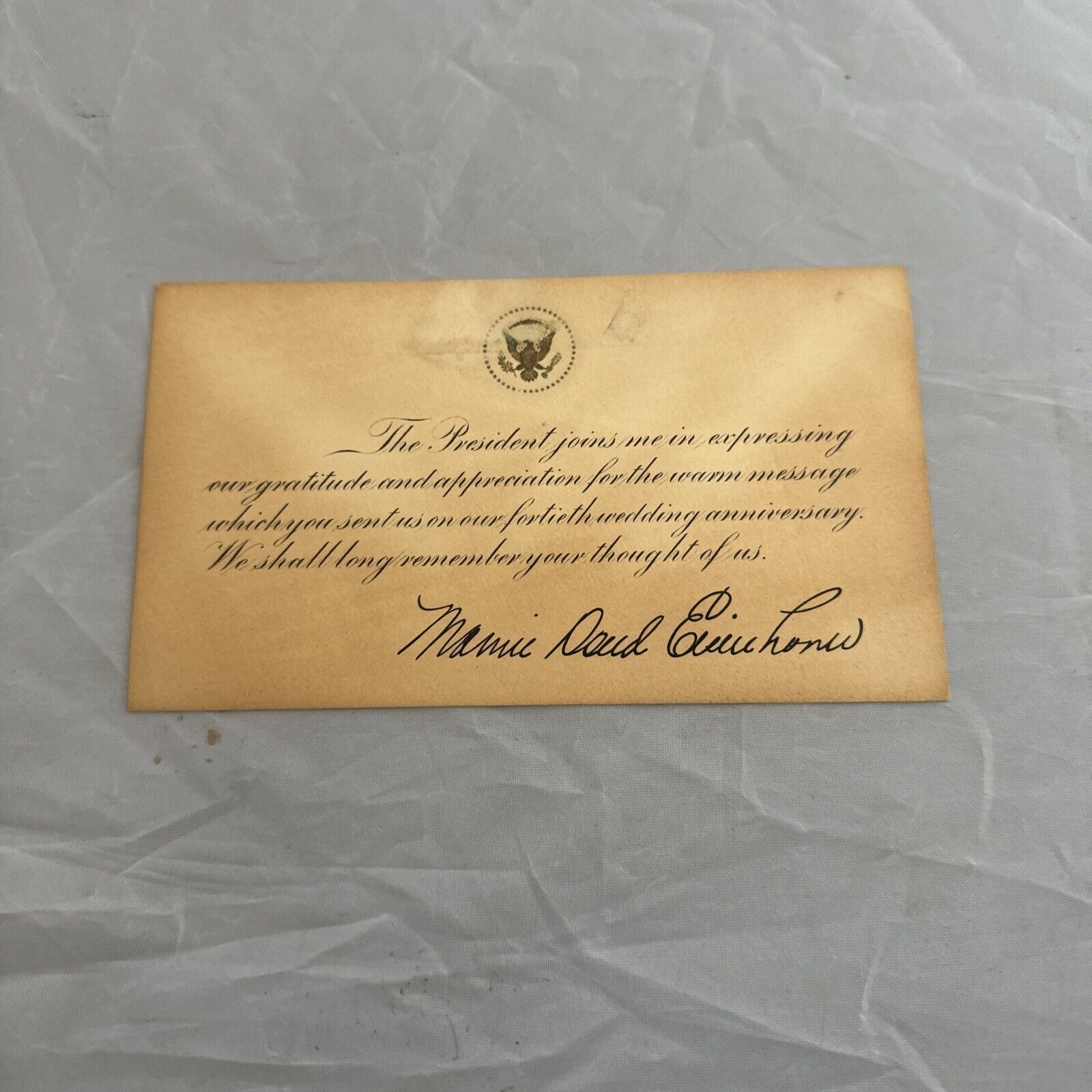 Mamie Doud Eisenhower Official White House Card Signed autograph