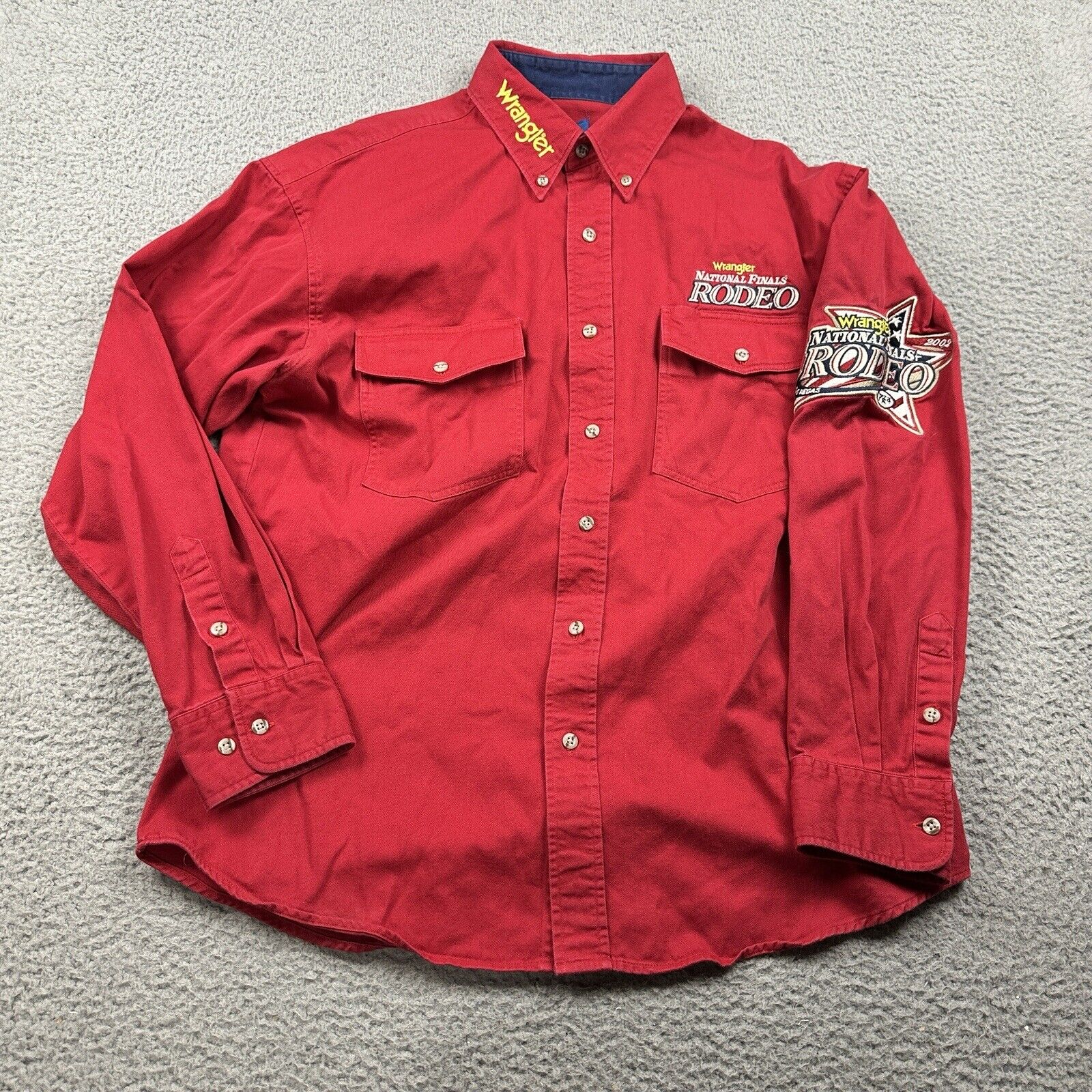 Wrangler Shirt Mens Large Red 2002 National Finals Rodeo Las Vegas Western Wear