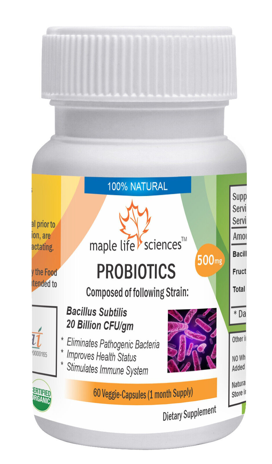 Probiotic blend of Bacillus subtilis 20 Billion CFU/GRAM Capsules 36