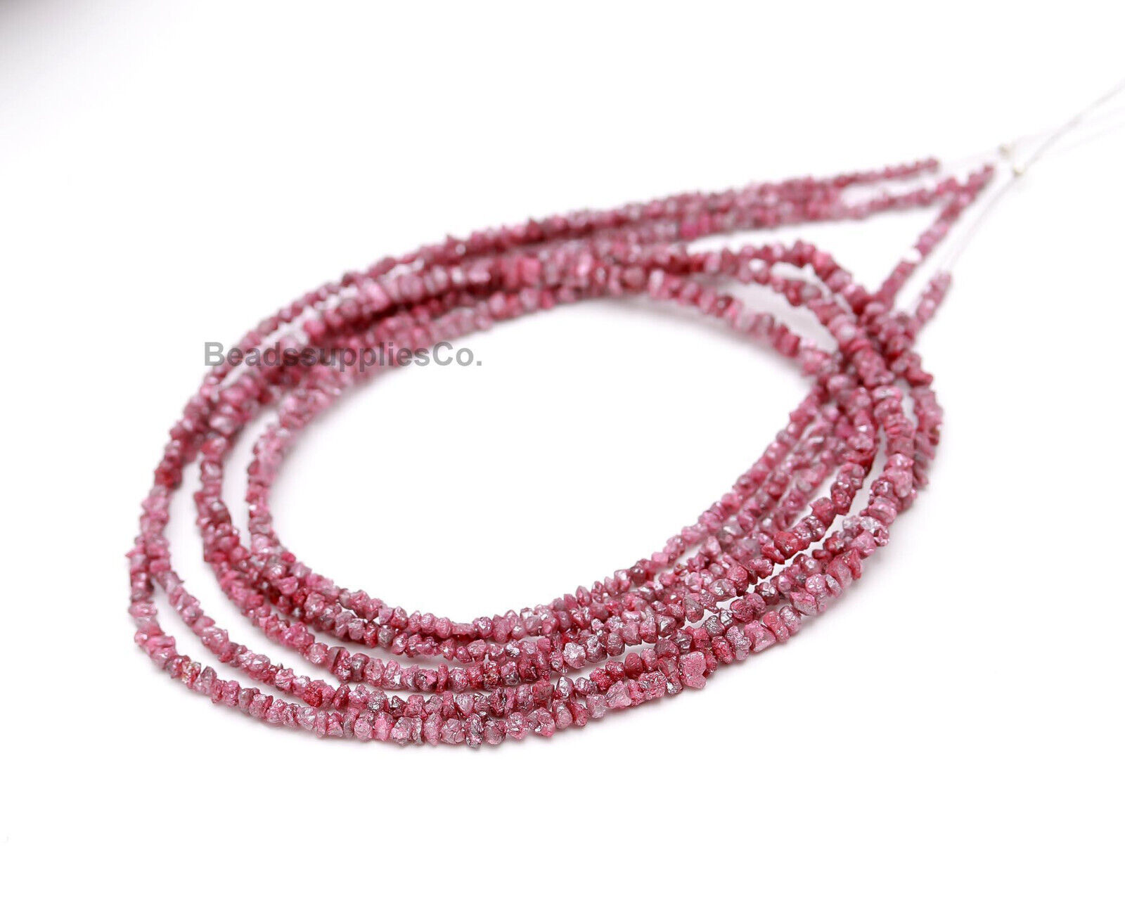 Natural Pink Diamond Uncut Loose Beads Raw Jewelry Handmade Gemstone Strand 8''