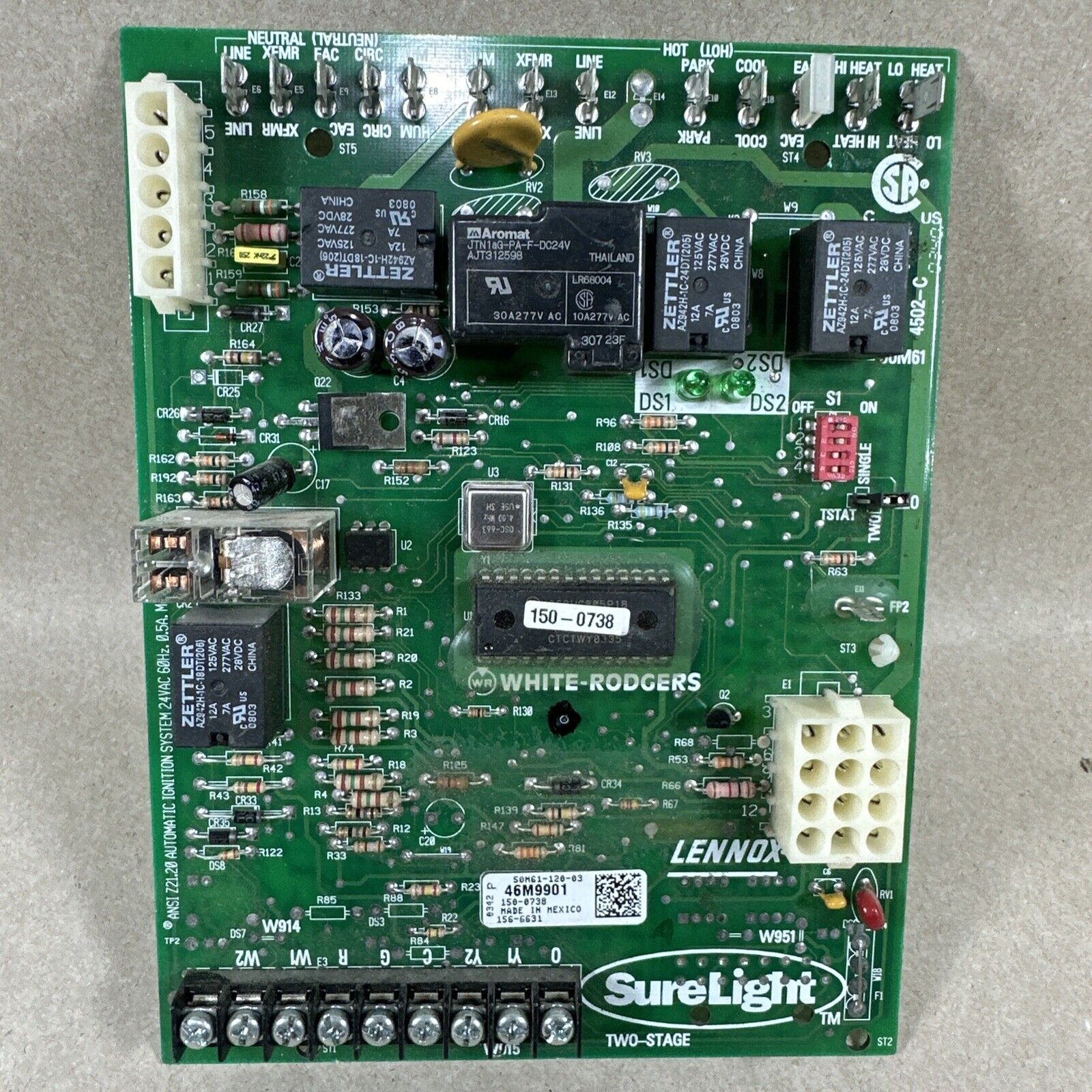 LENNOX 46M9901 Furnace Control Circuit Board 50M61-120-03 150-0738 used (N140)
