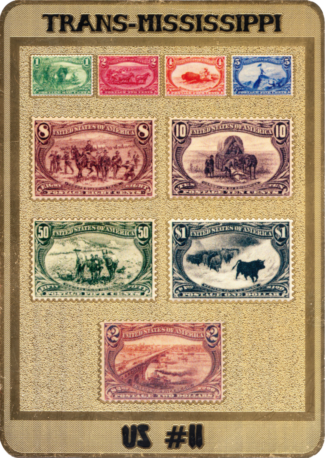 Stamp Plak - Trans-Mississippi - US #11 - SCOTT 285-293 - WITH STAND