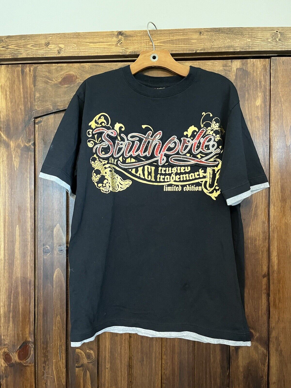 Vintage Double Layered South Pole Tee Embroidered Logo Medium Limited Edition