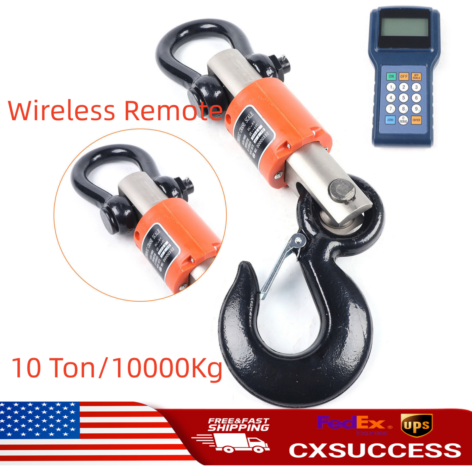 10Ton/10000Kg Electronic Digital Hanging Crane Scale Wireless Remote Lift Scale 