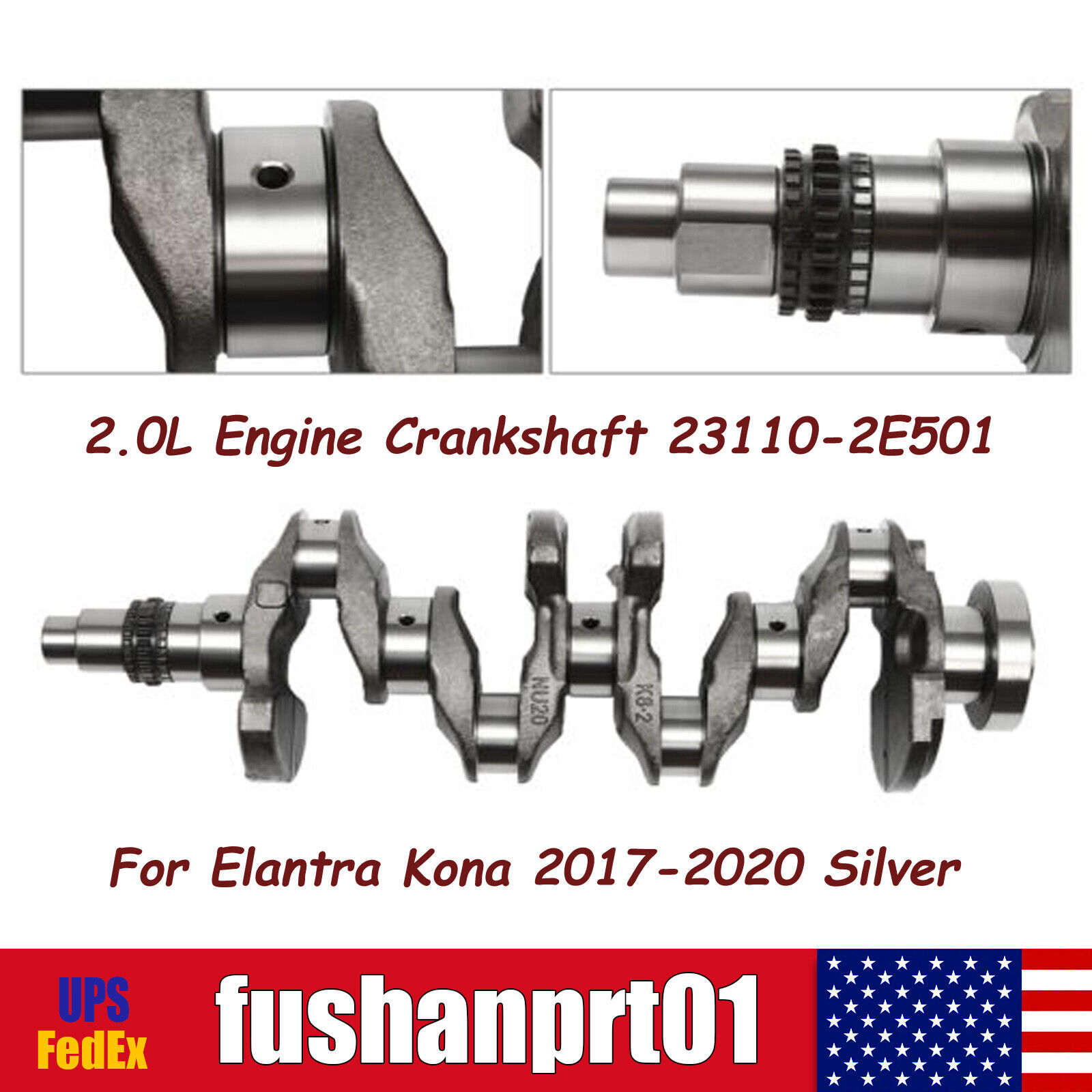 2.0L Engine Crankshaft 23110-2E501 For Elantra Kona 2017 2018 2019 2020 Silver