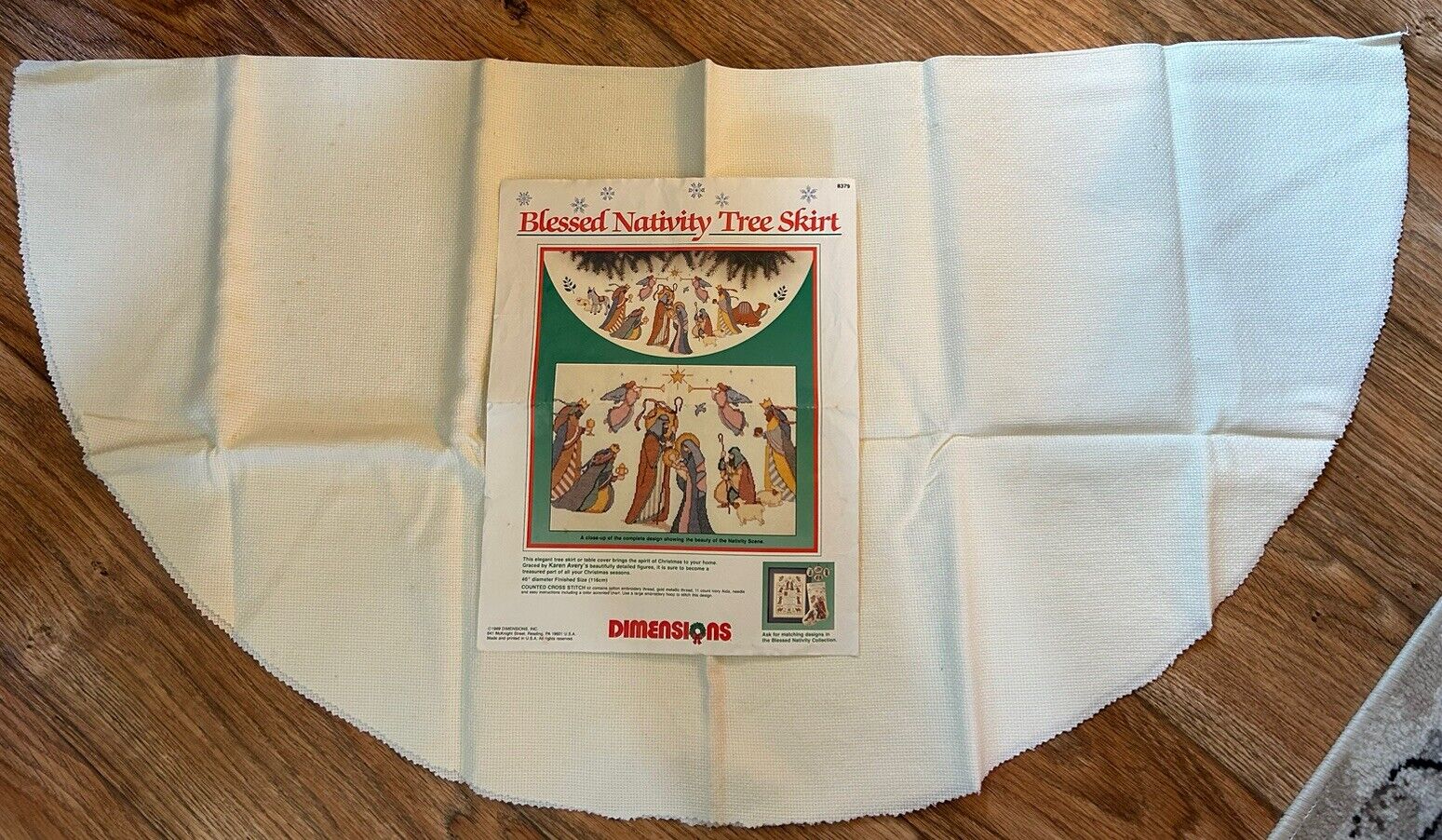 VINTAGE BLESSED NATIVITY TREE SKIRT any DIMENSIONS from 1989 kit (46” Diameter)