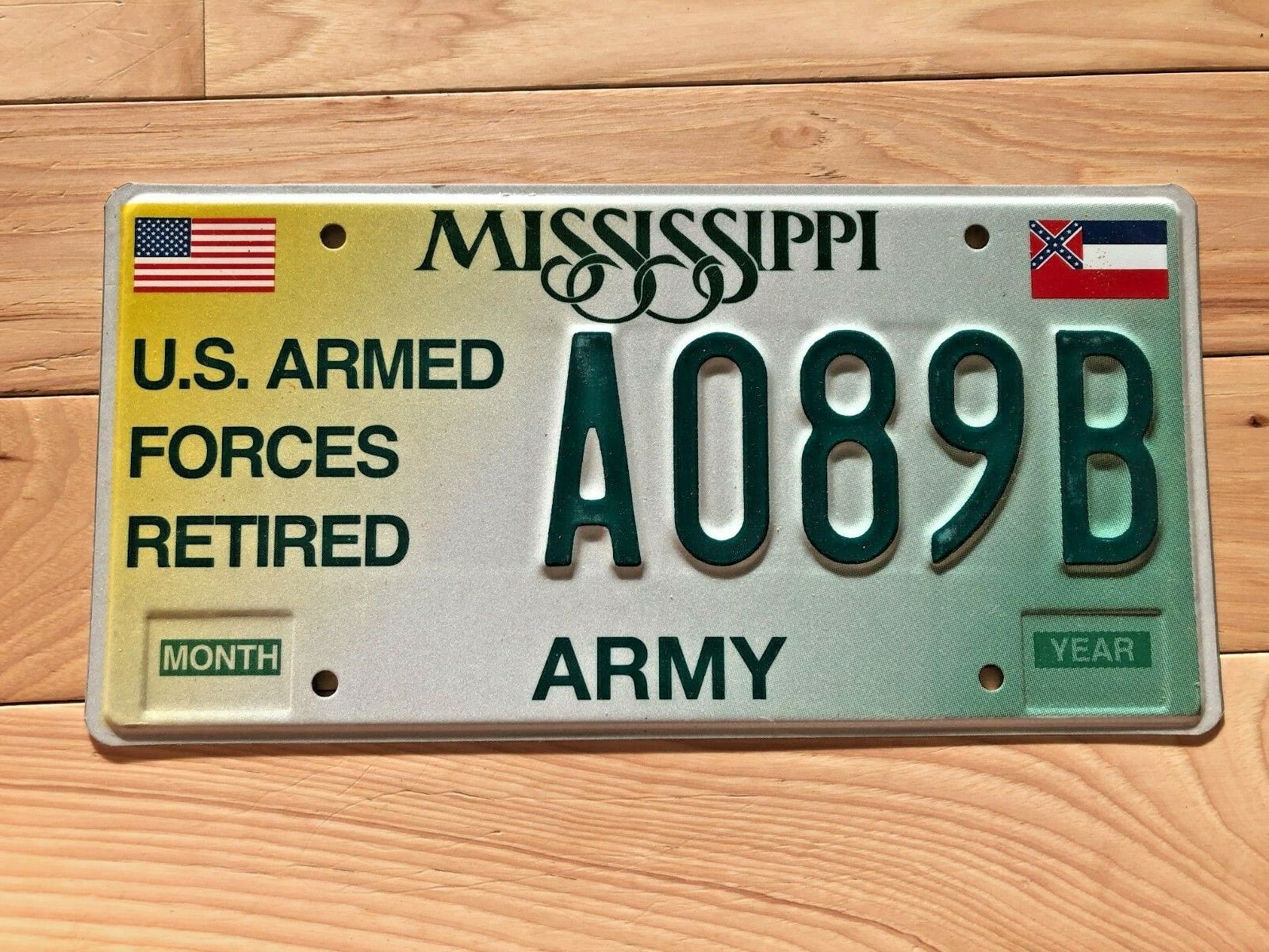 Mississippi US Armed Forces Retired Army License Plate