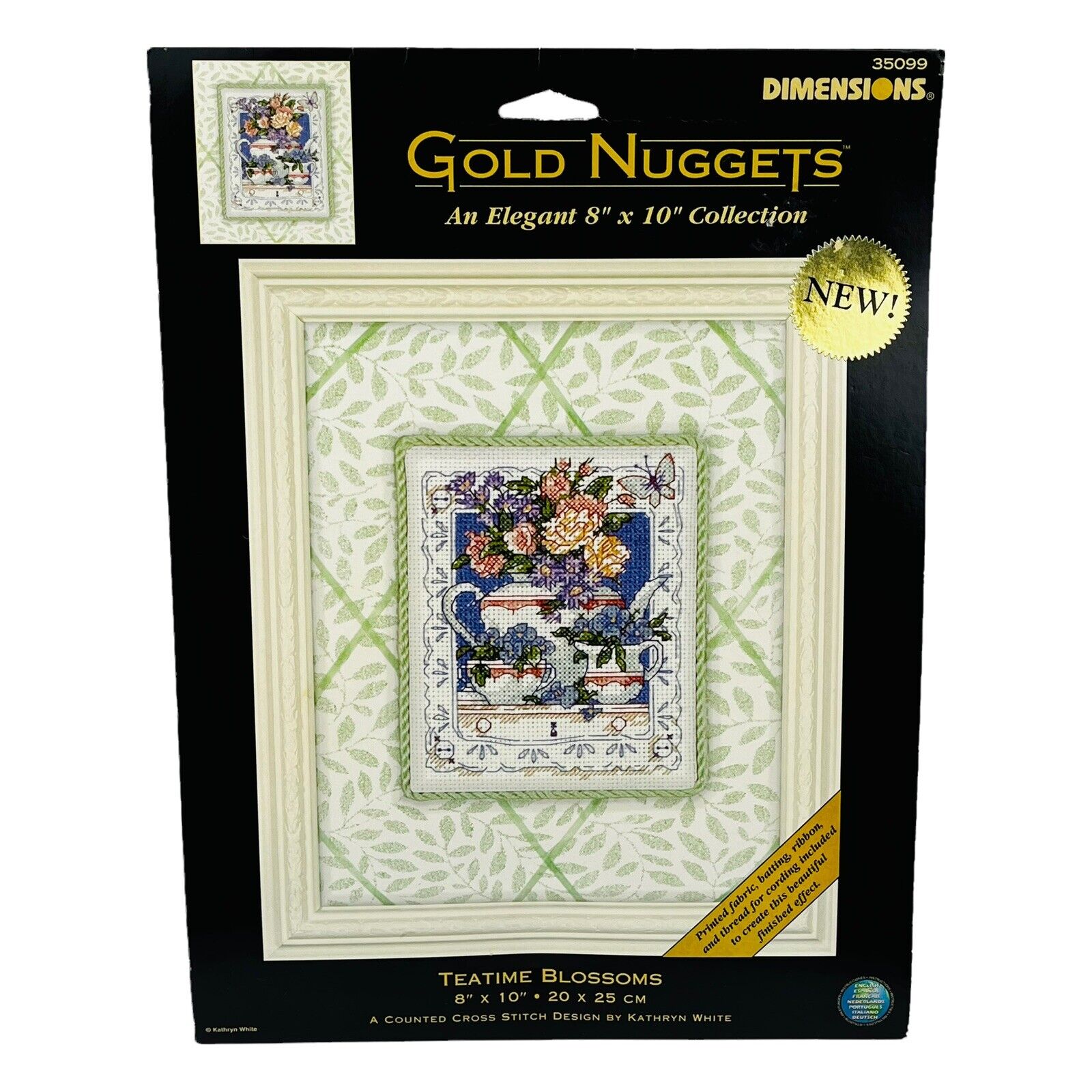Vintage Dimensions Gold Counted Cross Stitch Kit Teatime Blossoms 2002