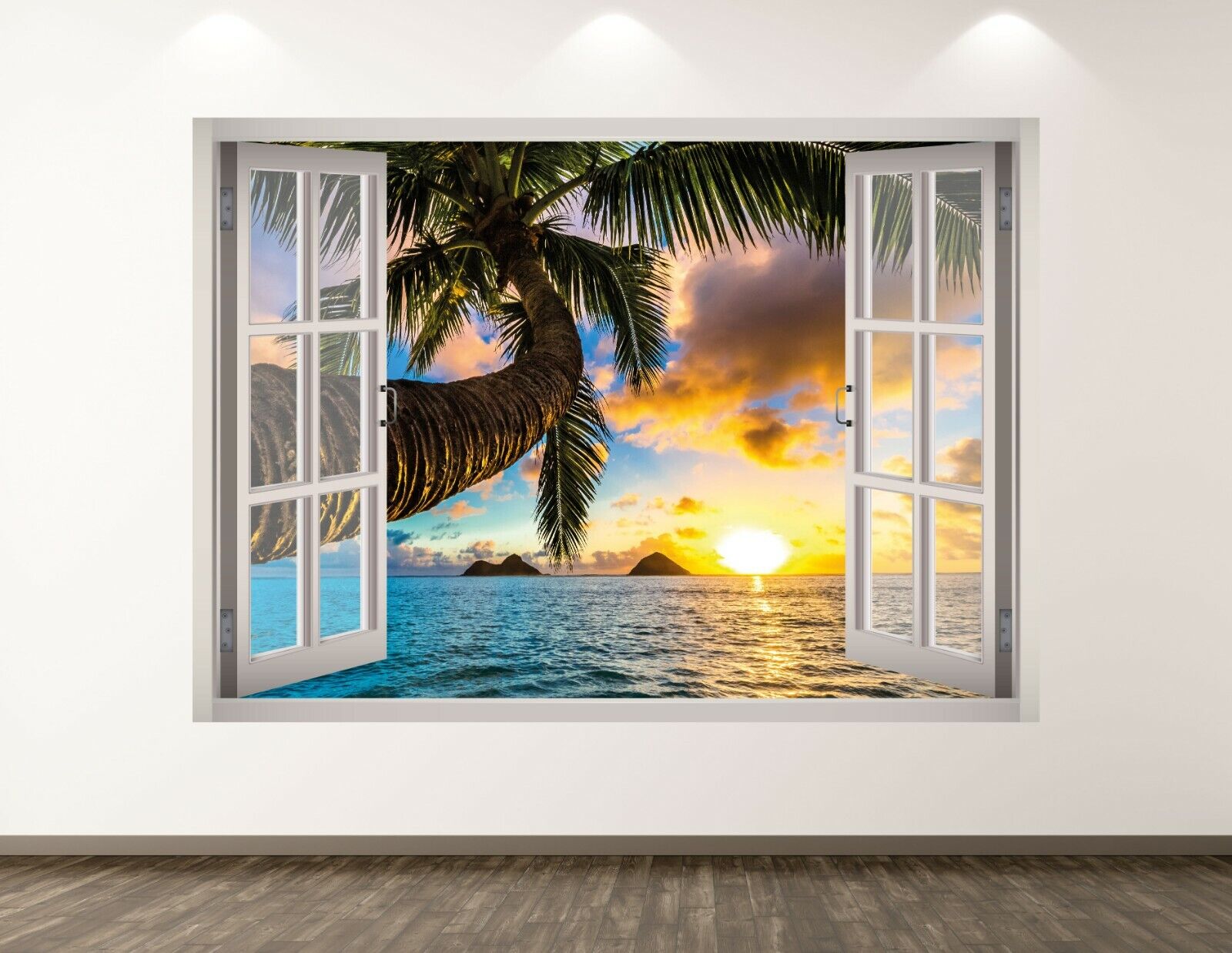 Sunset Beach Wall Decal Art Decor 3D Window Tropical Ocean Kids Sticker BL309