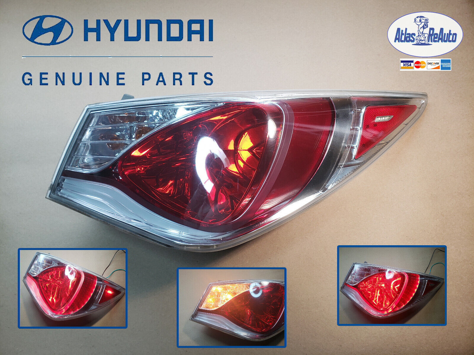 2011 - 2015 Hyundai Sonata Hybrid RH Passenger Outer LED tail light. TESTED. OEM