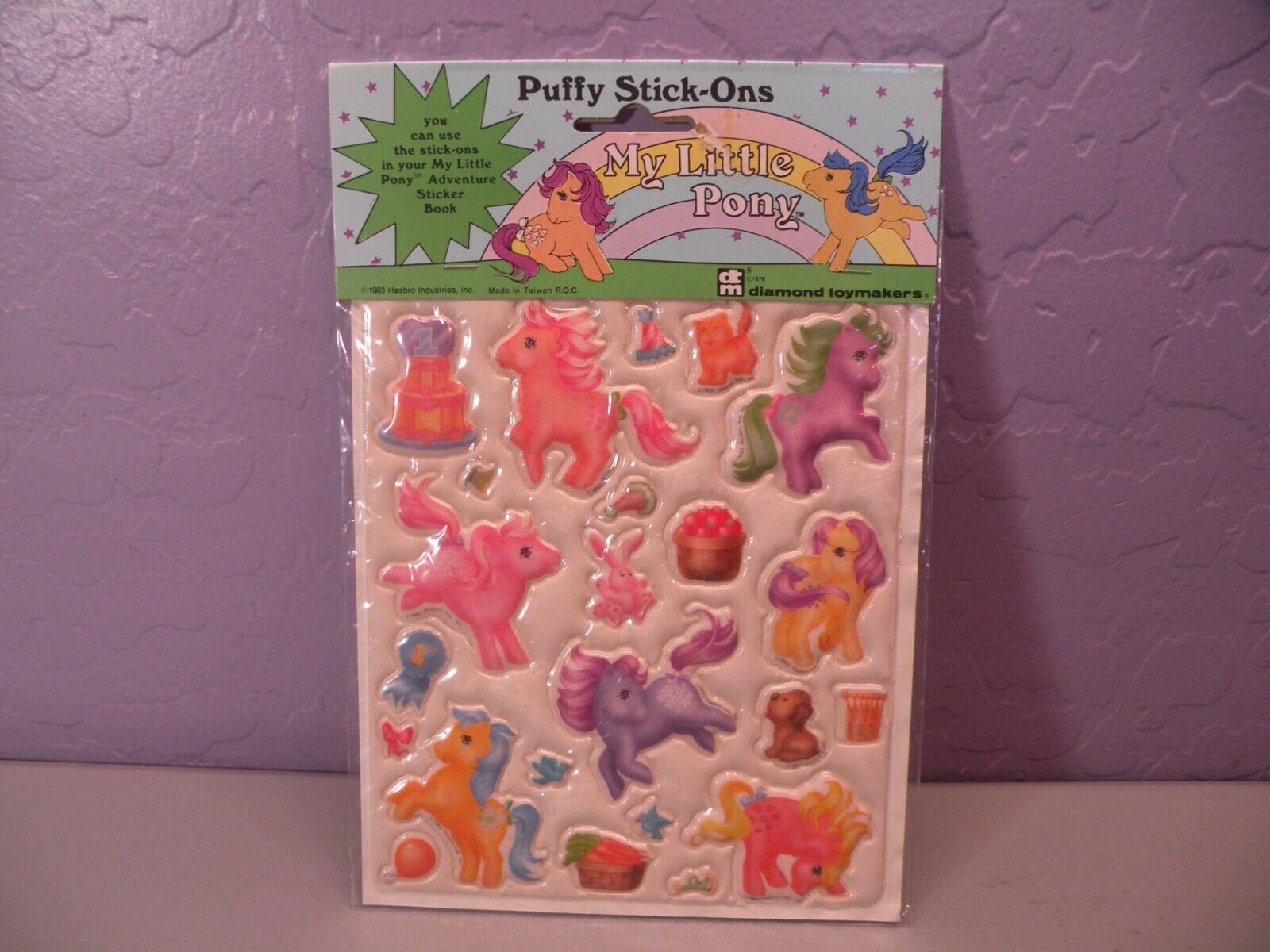 Vintage NEW 1983 Hasbro My Little Pony Bowtie\'s Party Puffy Stickers Style 4