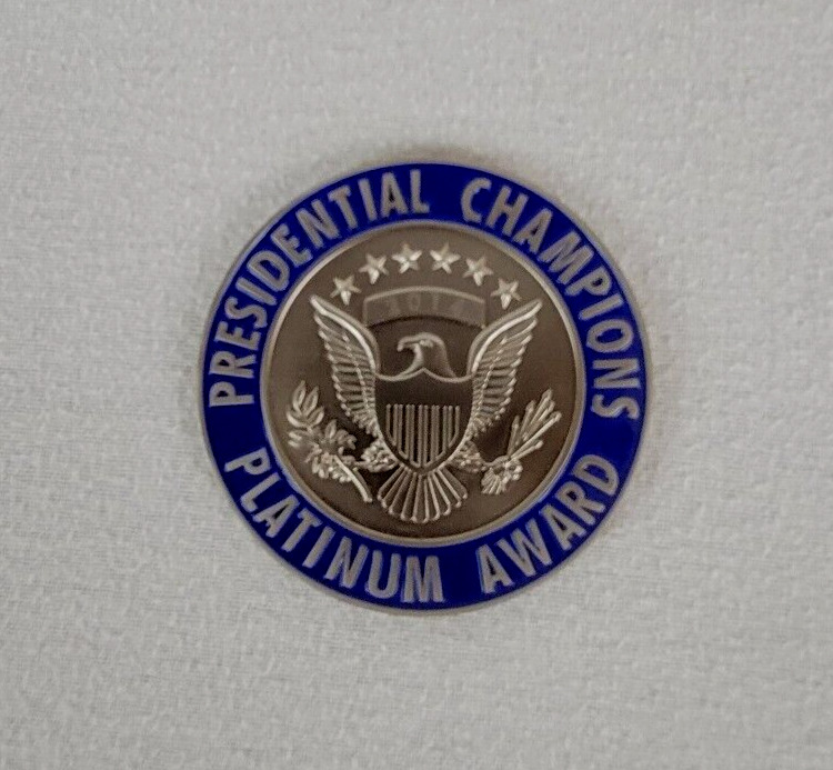 Presidential Champions Platinum Award Medal For Physical Fitness Challenge Rare