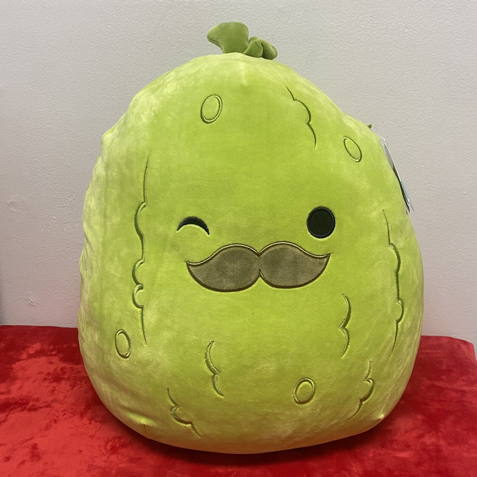 Squishmallows Original 16-Inch Charles The Winking Pickle with Mustache 