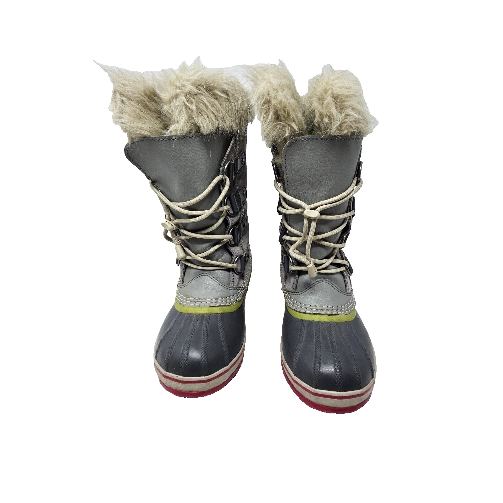 Sorel Joan of Arctic Women\'s 4 Boots Gray Faux-Fur Trim Insulated Waterproof