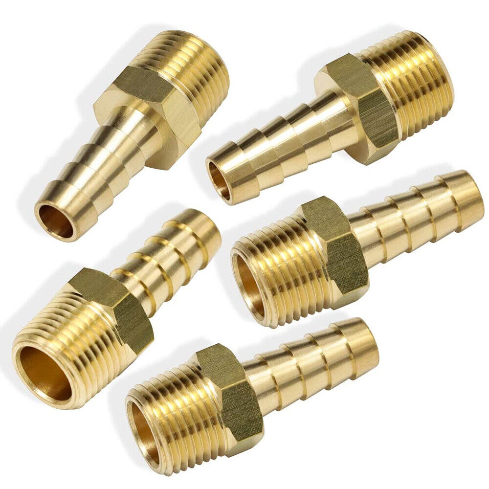5PCS Brass 3/8In Hose Barb to 3/8In Male NPT Hose Fitting,Water Fuel Air Metals