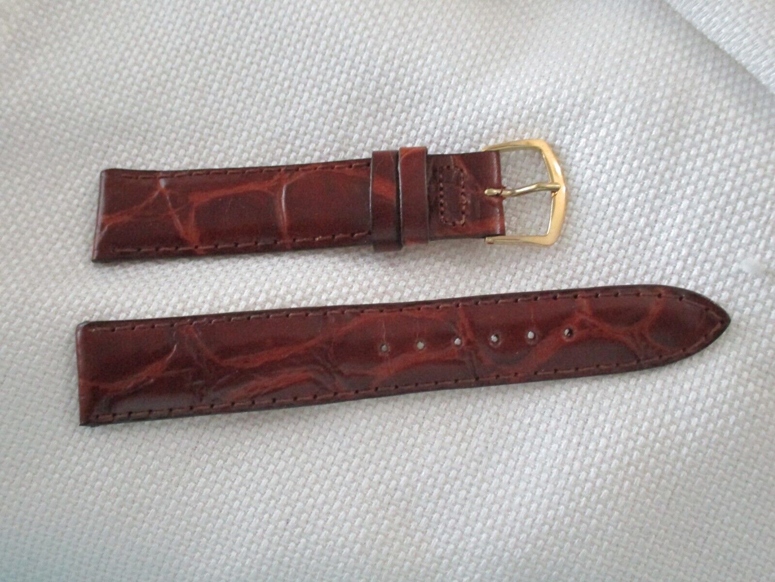 watchstrap watch band strap 18mm leather gold  hadley roma  brown croco grain