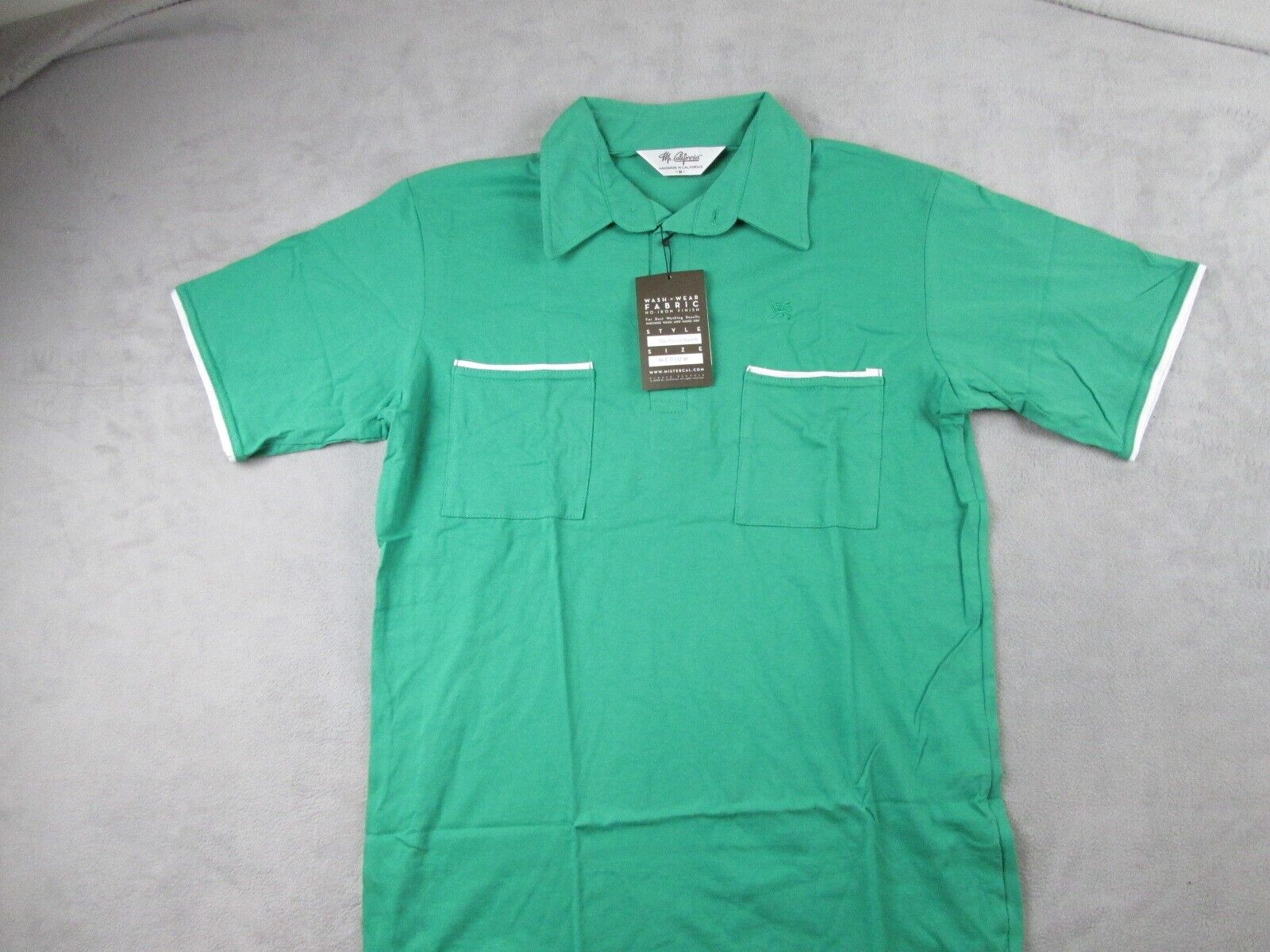 Vintage Mr California Polo Shirt Mens M Green Deadstock Pocket Pismo Beach