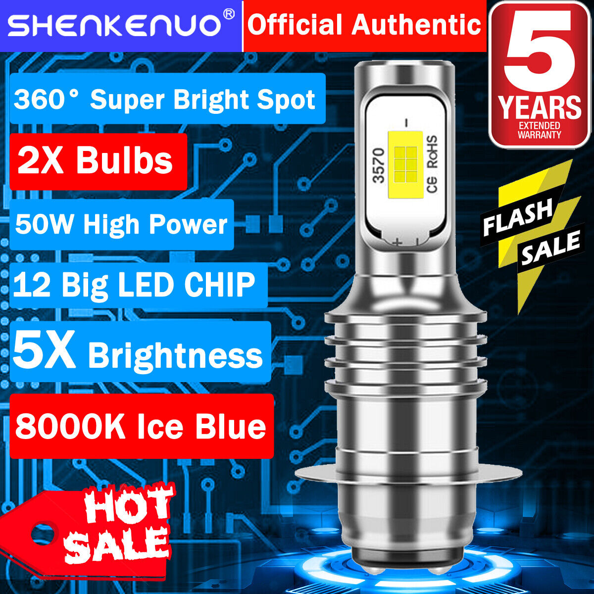 2 8000K 3570 LED Bulbs For Allis Chalmer 5215 HST, 5215 Synchro,5220 HST tractor