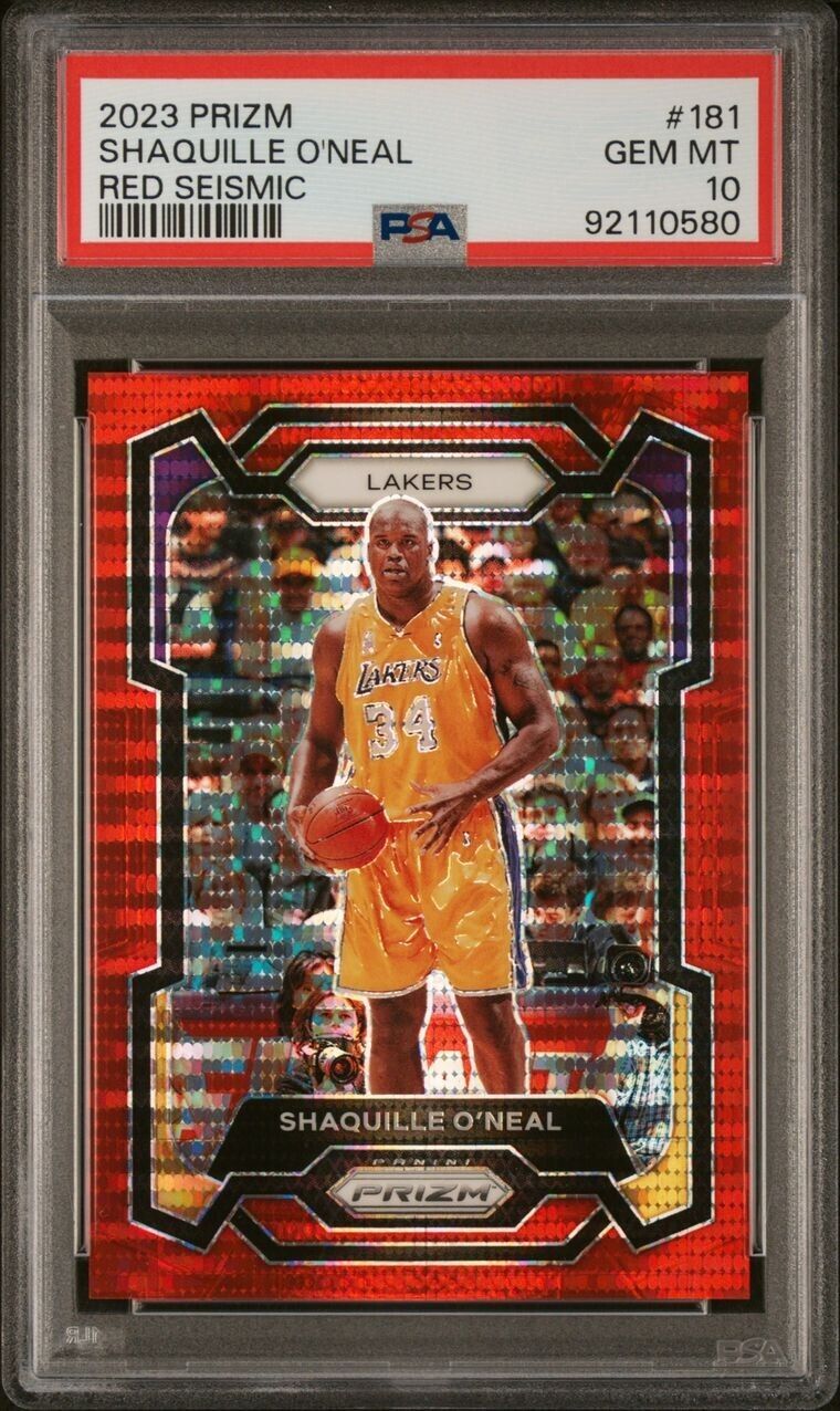 2023-24 Panini Prizm Red Seismic /299 SP #181 Shaquille O’Neal PSA 10 Gem Mint🏀
