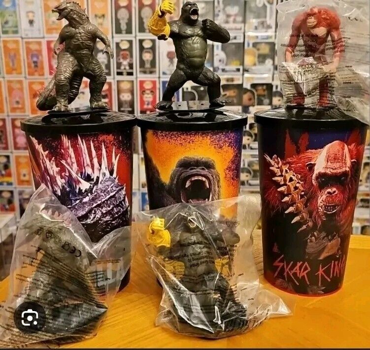 AMC Theater Exclusive Godzilla X Kong The New Empire Set OF 3 Cups Brand New 