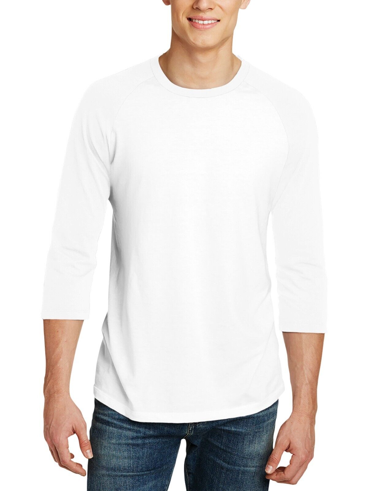 Mens Baseball RAGLAN T Shirts 3/4 Sleeve Tee Plain Team Sport Jersey Solid Casua