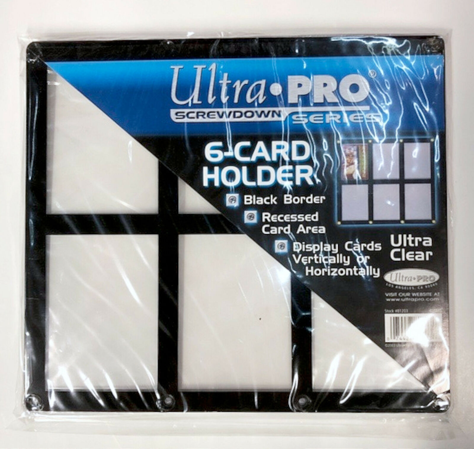 NEW Ultra Pro Black Frame 6-CARD Screwdown Recessed 8 Screw Clear Display 81203