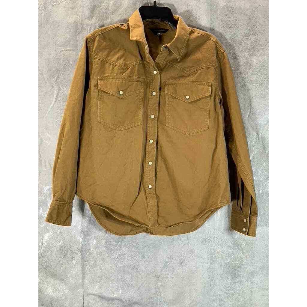 BANANA REPUBLIC Men\'s Stone Washed Snap Button Long-Sleeve Western Shirt SZ S