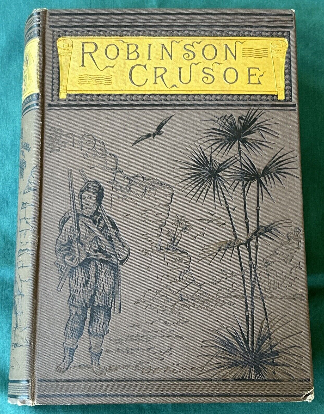 1883 Antique Vtg ROBINSON CRUSOE Daniel DeFoe Hardcover Illustrated Roberts Bros