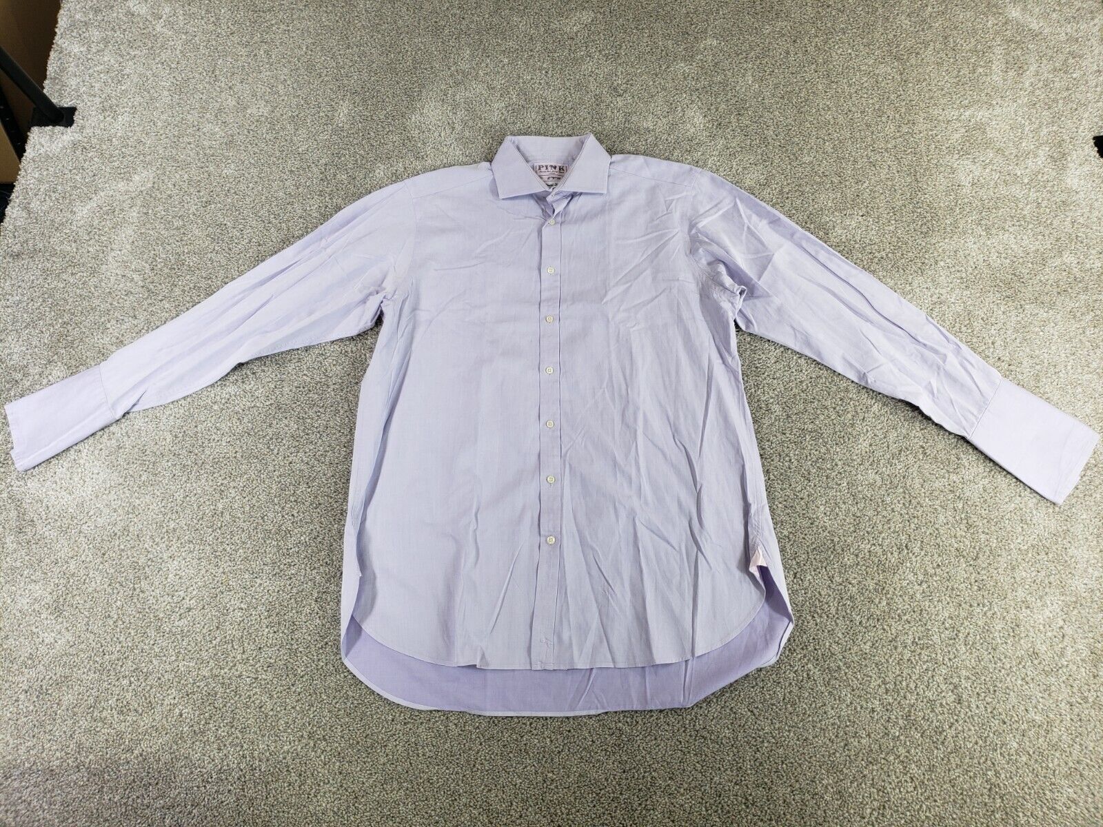 Thomas Pink Men\'s Dress Shirt 16.5 34 Purple Cotton Finest Twill
