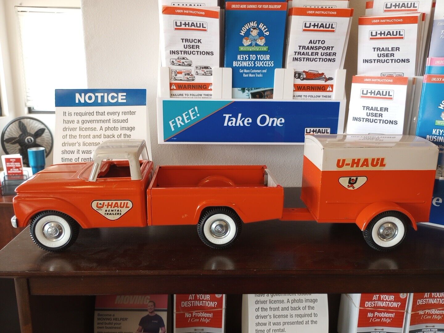Vintage  Ny-Lint Toys U-Haul Ford Truck And Trailer Original Condition  23” L