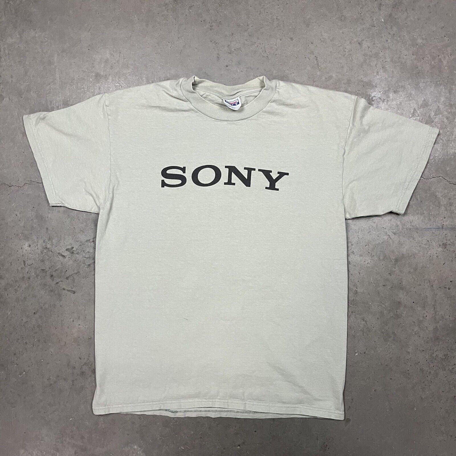 Vintage 90s Sony Television Electronics Script Logo T Shirt Green L