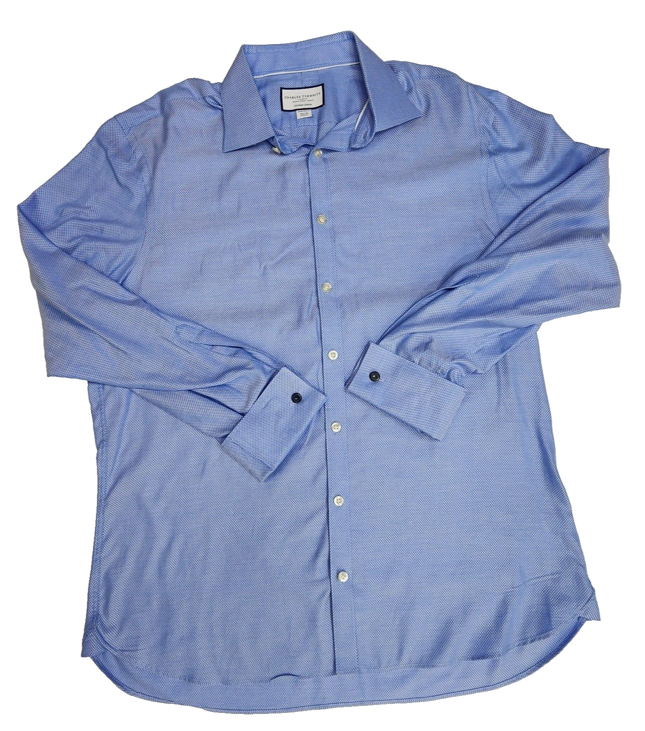 Charles Tyrwhitt Long Sleeve Dress Shirt French Cuffs Blue Mens Size 16.5 - 34