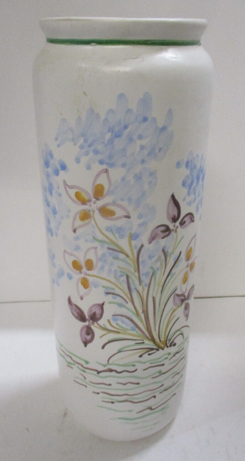 Vintage Hand Painted Talavera Floral Pottery Vase 11.5