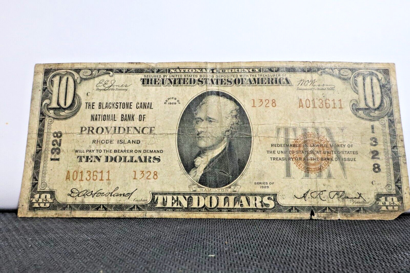 1929 $10 The Blackstone Canal National Bank of Providence, Rhode Island