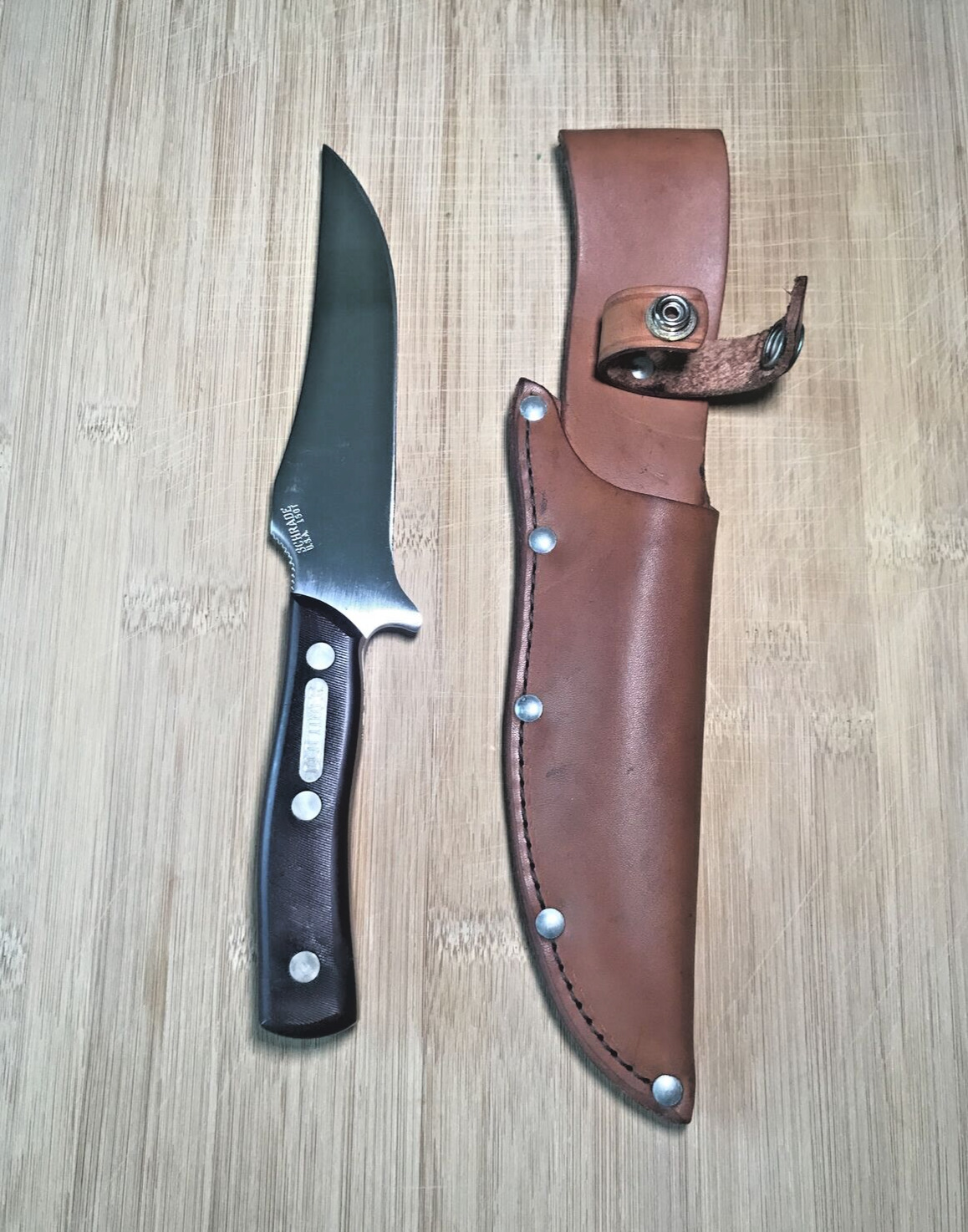 Vintage Schrade Old Timer USA 150T Deer Slayer Fixed Blade Knife w/sheath