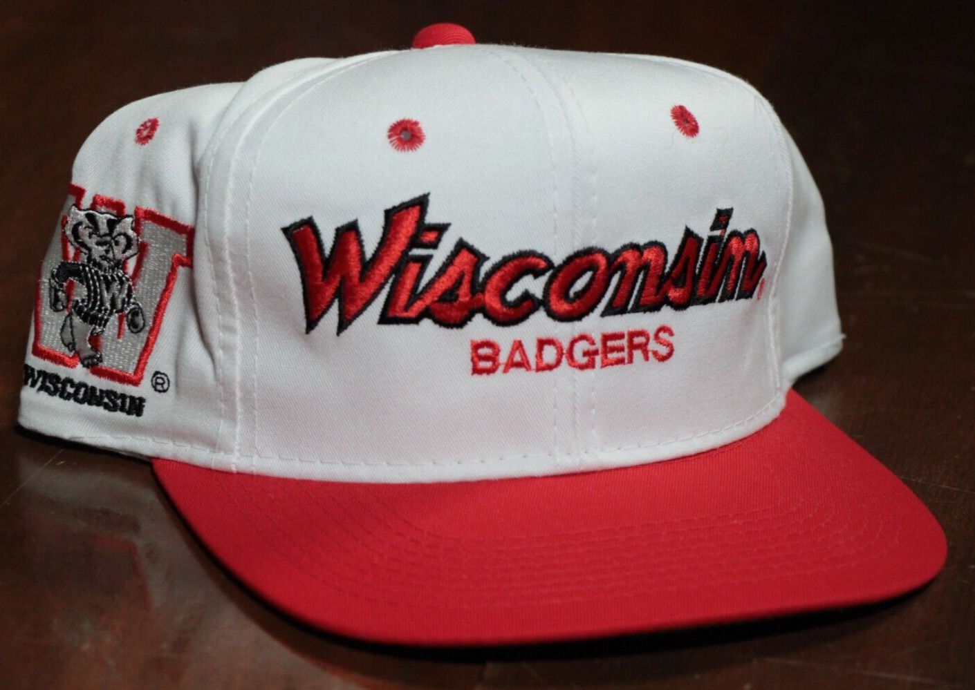 Vintage 90s University of Wisconsin Badgers Sports Specialties Snapback Hat Cap