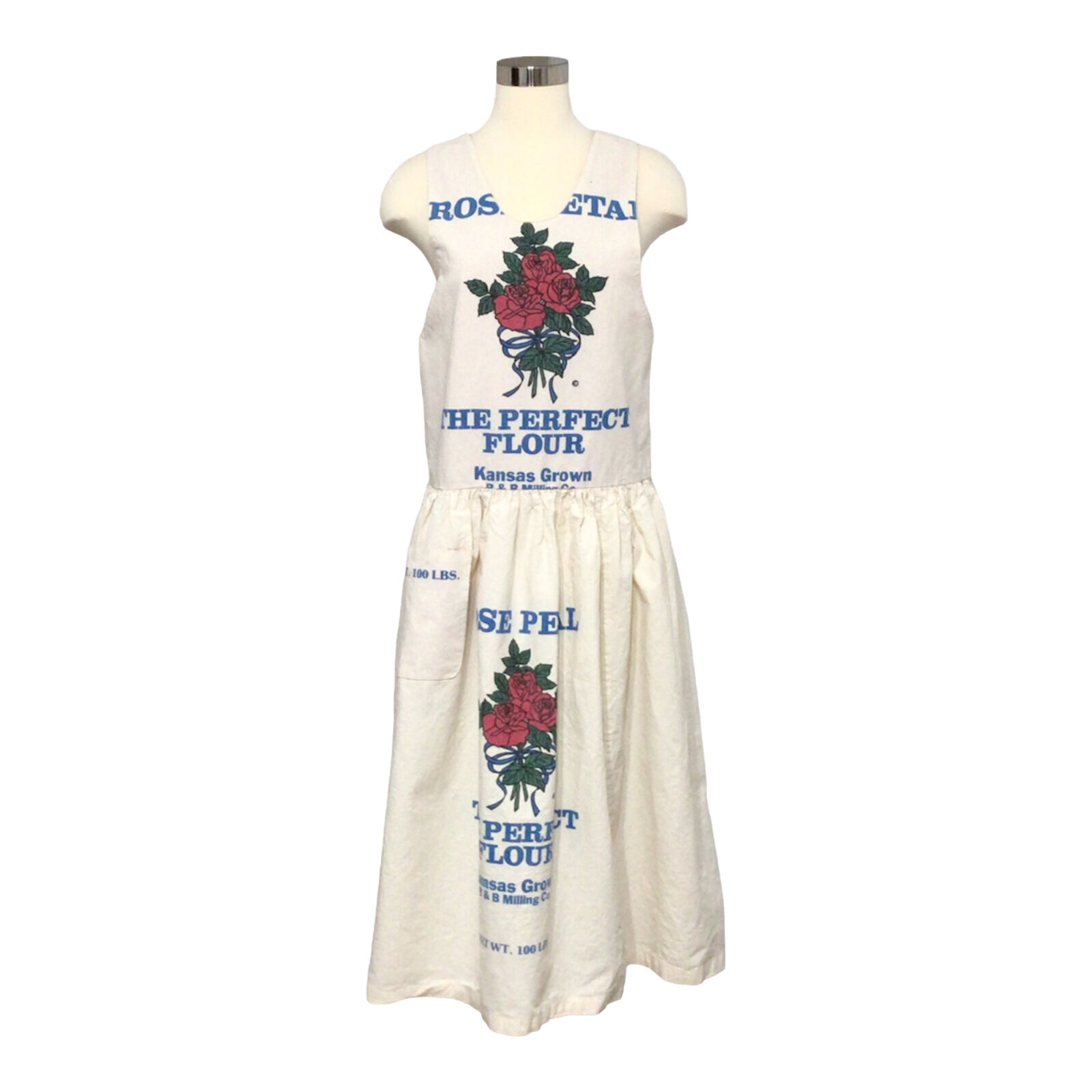Vintage Handmade Flour Sack Dress Rose Petal Kansas Grown B & B Milling Co.