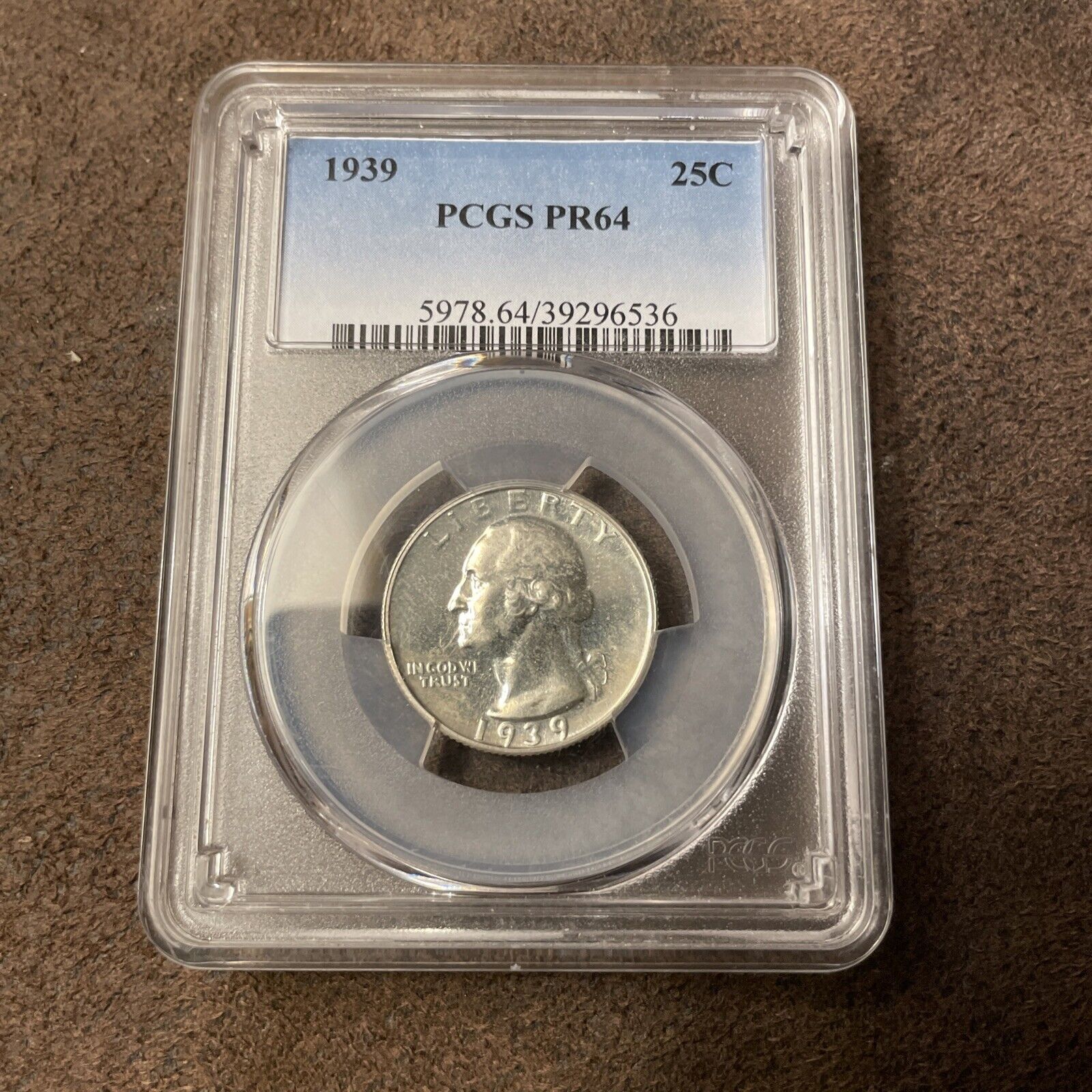 1939 PROOF  64 WASHINGTON QUARTER - PCGS PR-64 Gorgeous Coin
