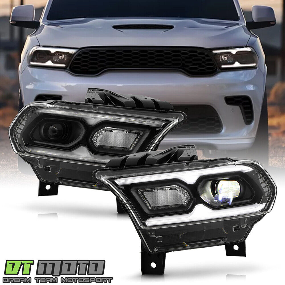 For 2021-2024 Dodge Durango Black w/Halogen Turn Signal LED Headlights Headlamps