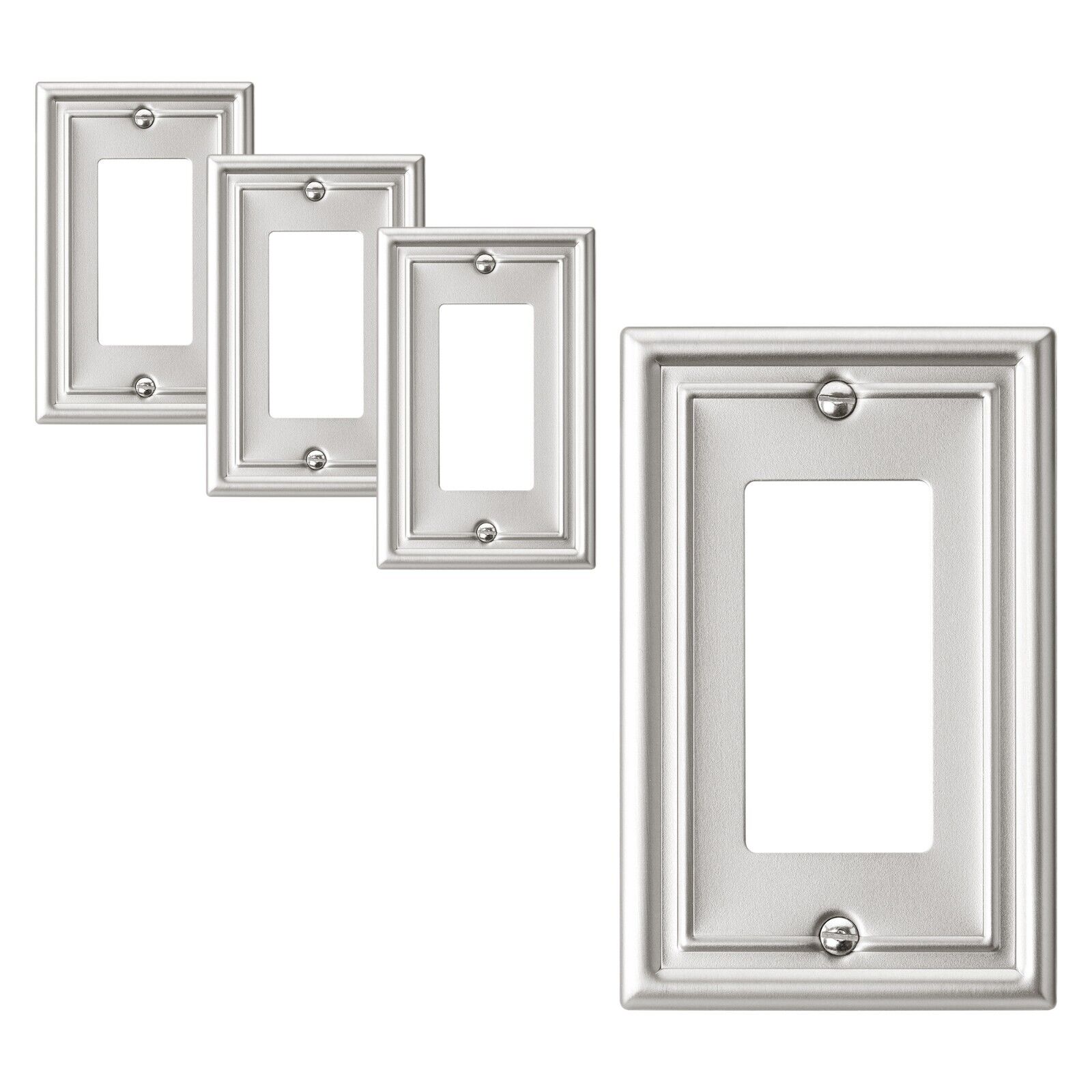 DEWENWILS Brushed Nickel Outlet Covers, Metal decorator Wall Plates for Electric