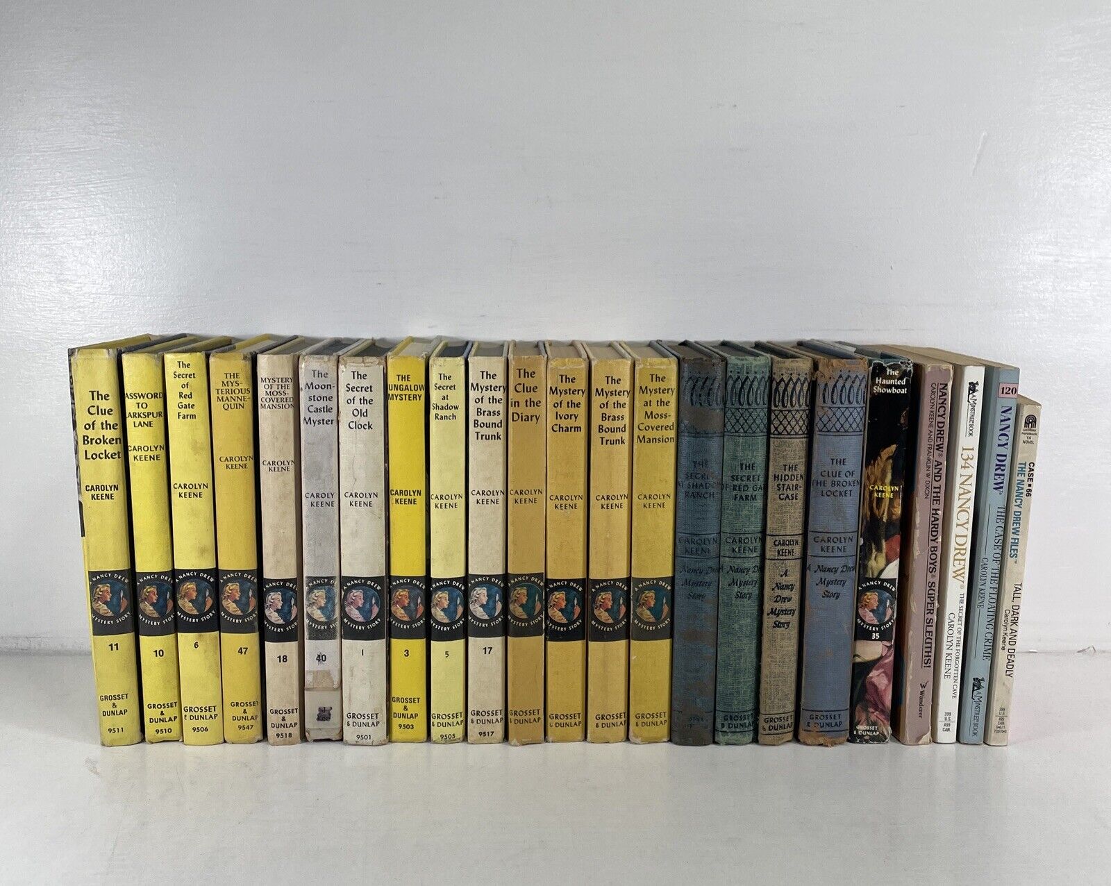 Lot of 19 Vintage Nancy Drew Mystery Books by Carolyn Keene Hardcovers + Extras
