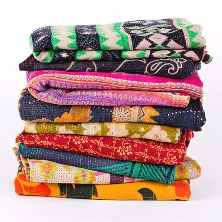 Reversible Vintage Kantha Quilts Throws Blankets WHOLESALE LOT 15 PC Heavy Gudri
