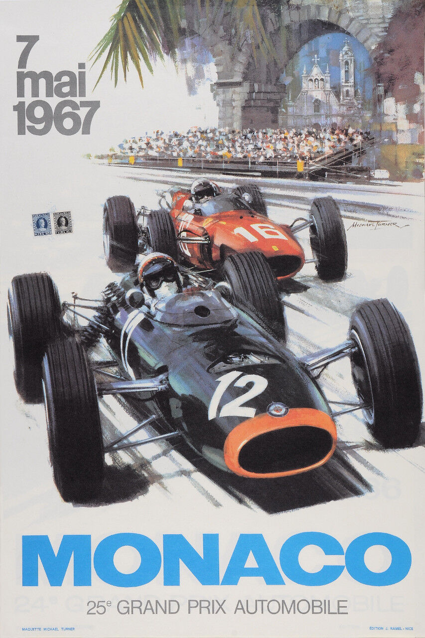 1967 MONACO GRAND PRIX F1 RACING POSTER PRINT 36x24 9 MIL PAPER
