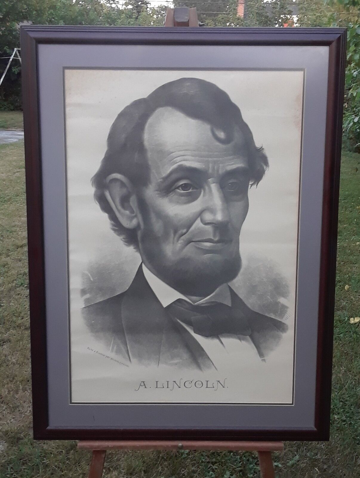 Antique Kurz & Allison, Abraham Lincoln Lithograph Print, 23.5\